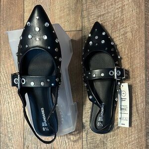 No Boundaries Black Studded Flats with Memory Foam